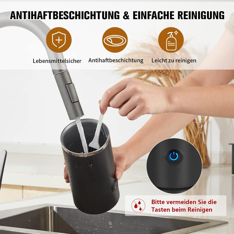 WIVIZL 3 az 1-ben Automata Elektromos Tejhabosító 530W - Forró és Hideg Tejhez, 248ml