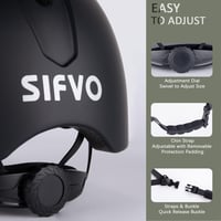 SIFVO Kerékpár Sisak Fekete Unisex Állítható Pánttal - Városi Kerékpározás Trekking Roller Sisak Felnőtt 56-61 cm L Méret 3
