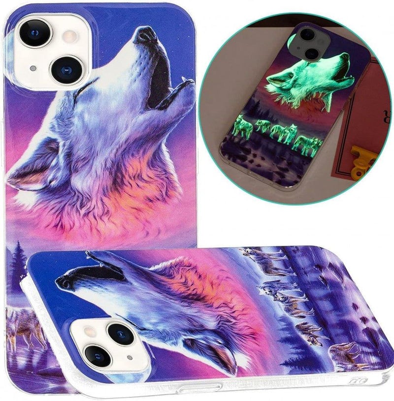 iPhone 13 Mini Foszforeszkáló Farkasos Szilikon Tok