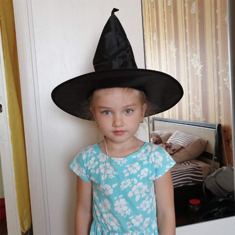 Fekete boszorkánykalap Halloween jelmezhez - 10 darabos szett