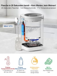 BootyBay Intelligens Cumisüveg Készítő - 20 Másodperces Tápszer Elkészítés, 1.5L Víztartály, BPA-mentes, Csendes Működés, 16 cm-ig Állítható 2