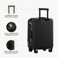 LEVEL8 bővíthető, laptoptartós, ABS+ PC keményfalú bőrönd, 55 cm, fekete 8