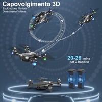 Wipkviey T26 Összecsukható Drón 1080P HD Kamerával - Kezdőknek FPV Élő Képátvitellel, 2 Akkumulátorral és Hordtáskával, Egyérintéses Fel- és 4