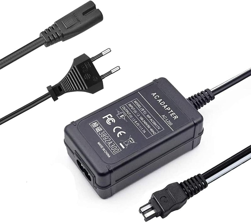 TKDY AC-L200 Hálózati Adapter Sony Handycam Kamerákhoz - Univerzális Töltő DCR, DVD, HDR Sorozatú Videókamerákhoz, 8.4V/1.7A