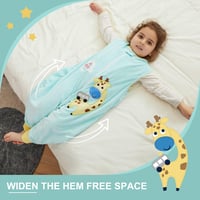 COOKY.D Unisex Baba Hálózsák Lábrésszel - Négyévszakos 2.0 Tog Zsiráf Mintás Hordható Takaró Zöld Színben, Könnyű Pelenkázással (S/1-3 Év) 2