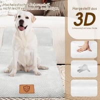 HEVOL Kutyalépcső 3 Lépcsőfokkal - Hordozható, Mosható Huzatú Kisállat Rámpa Sűrű Szivaccsal, 84x40x40cm, Kanapéhoz és Ágyhoz, 25kg-ig 3