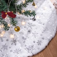 Lanpn 120 cm-es Ezüst Hópelyhes Műszőrme Karácsonyfatalp Takaró 1