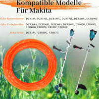Yweller 9 db-os damilcsomag Makita fűkaszákhoz, 2.0 mm átmérőjű extra erős nylon szál, 42 m, DUR189/191/192 és egyéb modellekhez 3