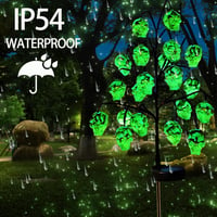 Weiongppy Halloween Kerti Napelemes Koponya Fényfüzér - 20 LED Zöld Világítás, IP54 Vízálló, Kültéri Dekoráció Kertbe, Fára, Ablakba 2