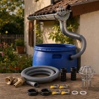 Štartovací balík na dažďovú vodu: 10x spojka + prepadová súprava + 100 cm hadica + filter do odkvapu 1