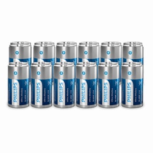 Baterii Philips Ultra Alkaline LR20, mărimea D, 1,5V – Baterii alcaline de înaltă capacitate pentru lanterne și dispozitive cu consum ridicat, 16 bucăți