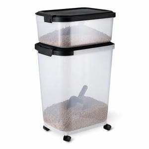 Amazon Basics Kisállateledel Tároló Tartály 15,8 kg + — hibás, részben működik: törött nagyobb tartály, hiányzó (állapot: lásd a 2. képet)