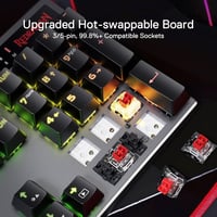 Redragon K556 PRO RGB vezeték nélküli gamer billentyűzet, cserélhető csendes piros kapcsolókkal 3