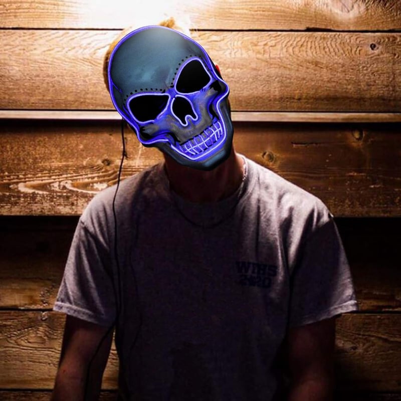 Molbory Kék LED Világító Halloween Maszk 3 Fénymóddal