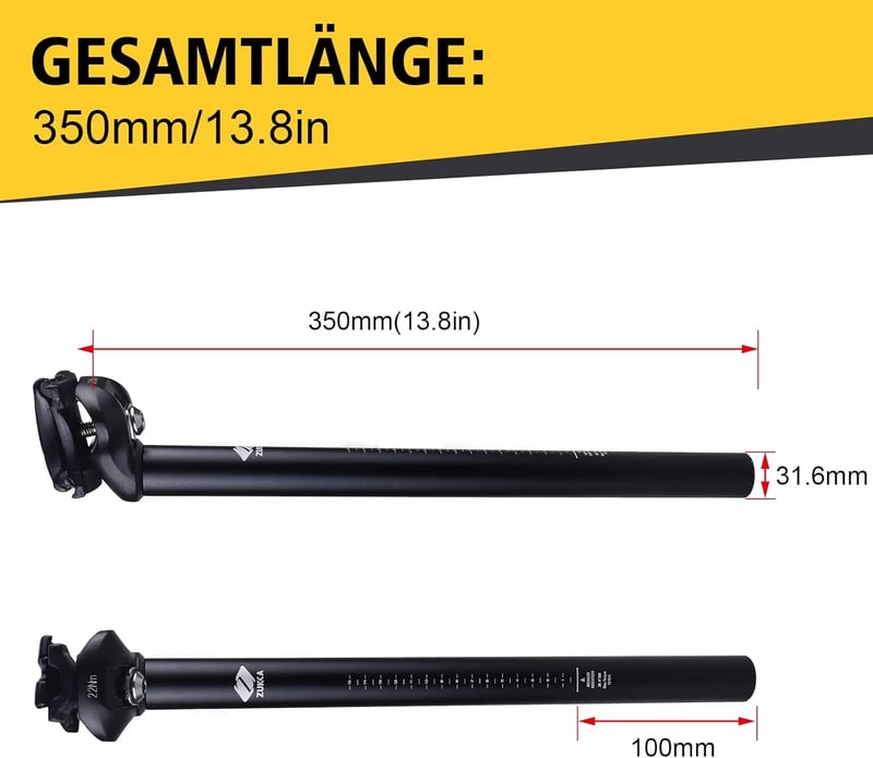 Meghna 350 mm Fekete Állítható Kerékpár Nyeregcső