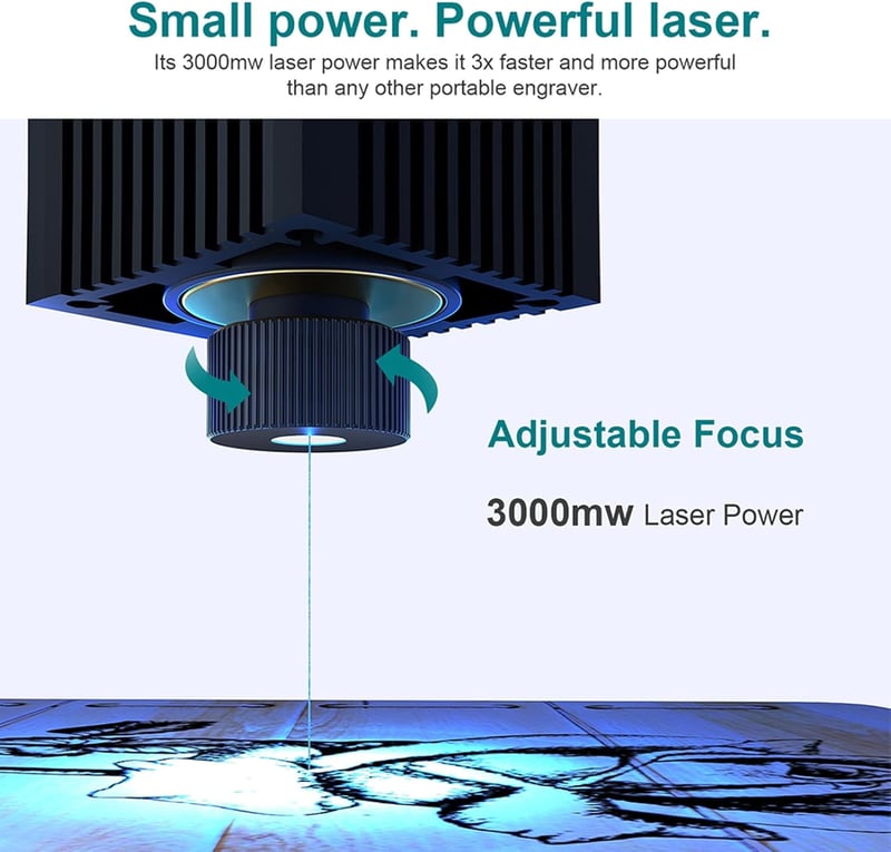 LaserPro K6 3W Mini Lézergravírozó Gép 80x80mm - Bluetooth, 0.05mm Pontosság, Fa, Bőr, Papír