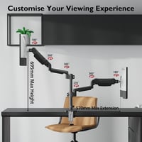 BONTEC Dupla Monitortartó Kar 13-32" LED/LCD Képernyőkhöz, Gázrugós, Kábelrendezővel 5