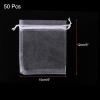 Fehér organza ajándéktasak 50db, 10x12cm, esküvőre, partira - Sourcing Map 2