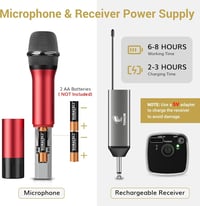 TONOR TW630 Vezeték Nélküli Mikrofon Szett - Dupla UHF Fém Mikrofon Tölthető Vevővel, 60m Hatótáv, Karaoke, Rendezvény, DJ  6