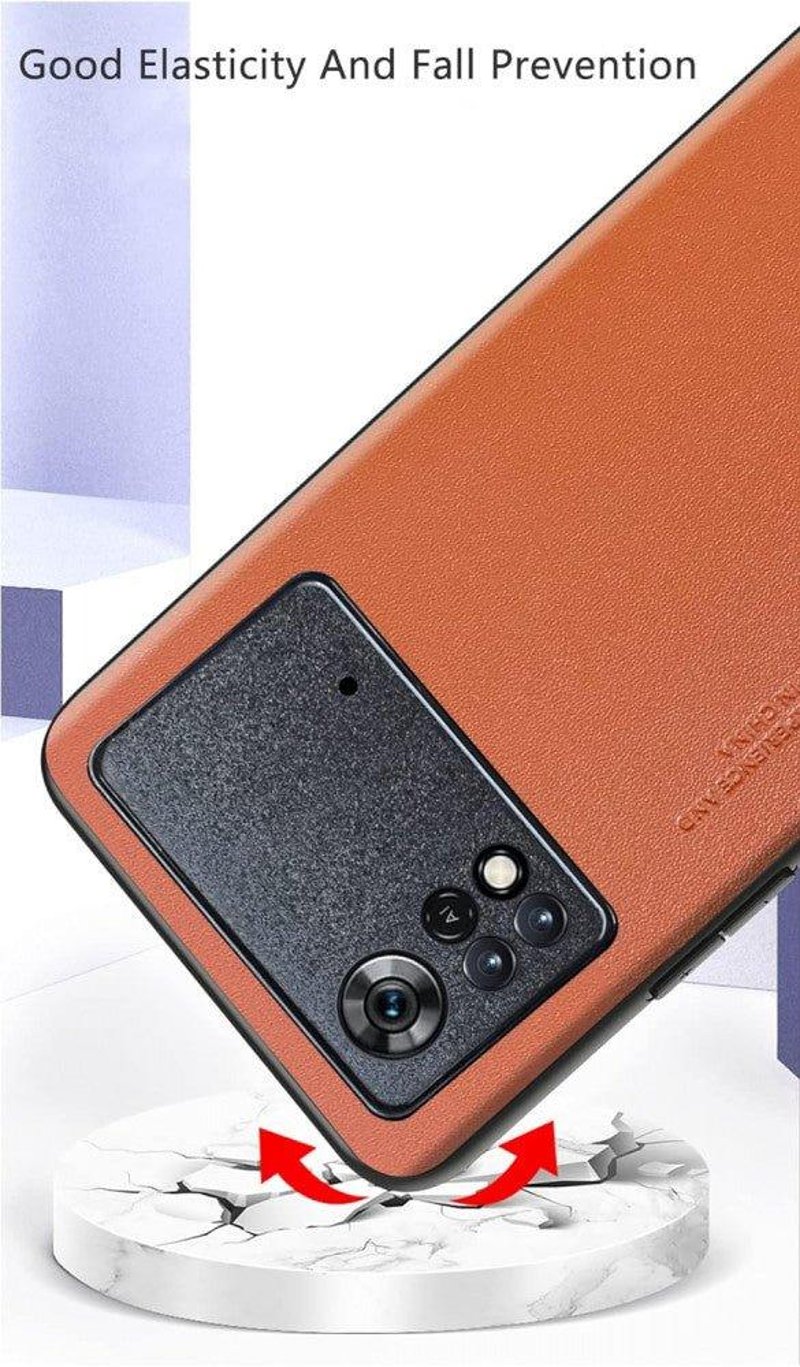 Poco X4 Pro 5G narancssárga műbőr tok kameravédővel