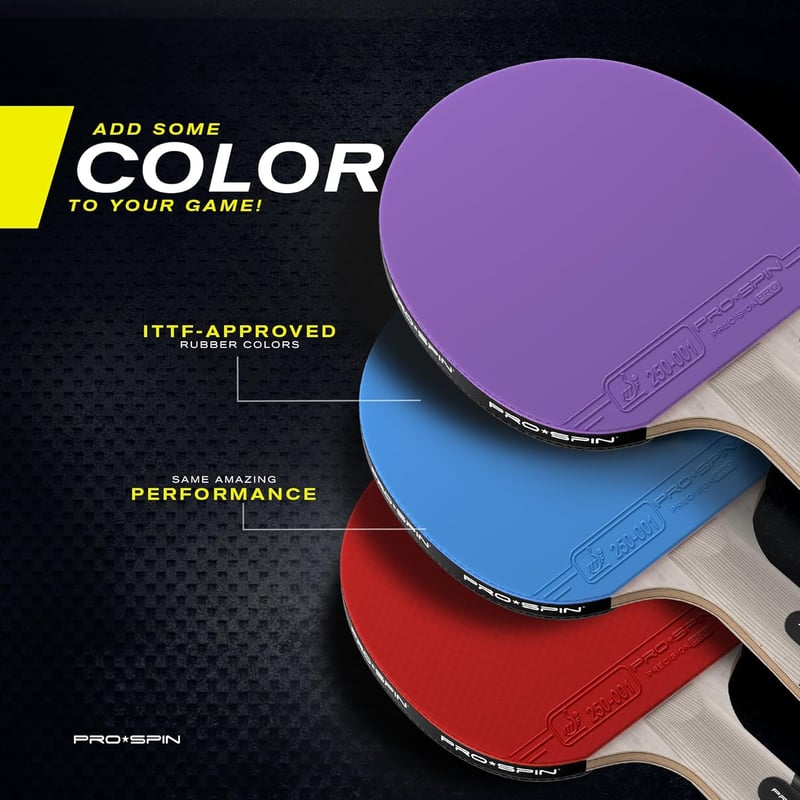 PRO SPIN Szénszálas Pingpong Ütő Szett, 2.0mm Szivacs, Kiváló Pörgetés és Pontosság, Védőtokkal, Kék-Lila, 2db-os Csomag, Haladó Játékosokna