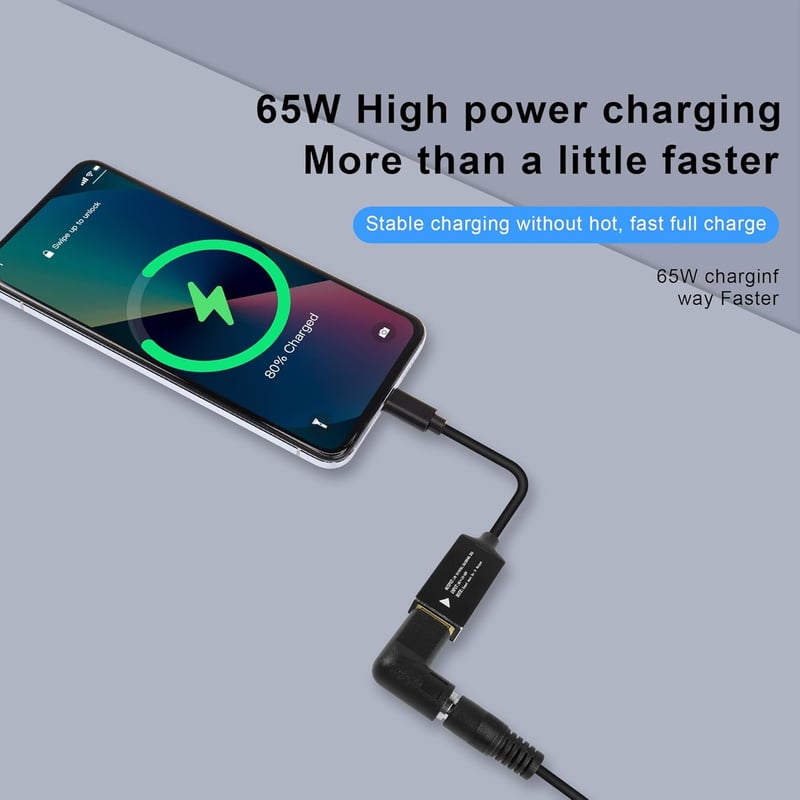 GINTOOYUN PD65W Lenovo Négyzetes USB-C Töltőkábel Laptopokhoz, Telefonokhoz és Tabletekhez - 18cm Univerzális Adapter 65W Teljesítménnyel