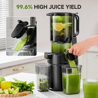 AMZCHEF 250W Automata Gyümölcsprés 1,8L Kapacitással - Széles 145mm Adagolónyílás, Hármas Szűrőrendszer, Hidegpréselés, Csendes Motor - Feke 4
