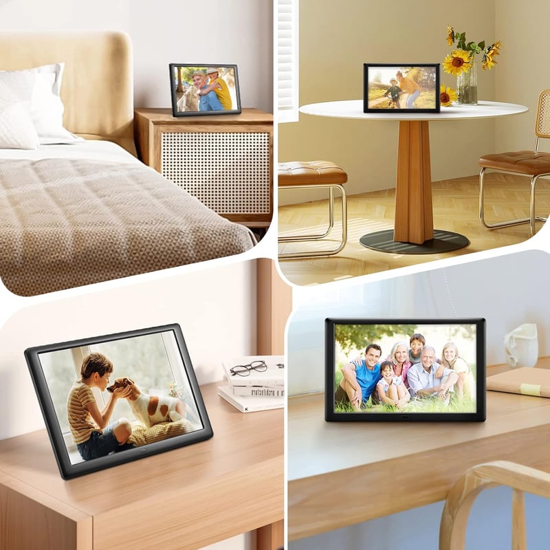 Yontwe 10" Digitális Képkeret 1280x800 Felbontással - Fotó/Videó/Zene Lejátszó, USB/SD Kártya, Távvezérlővel, Naptár és Ébresztő Funkcióval