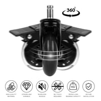 YAOBLUESEA Irodai Szék Görgők 5db - 11x22mm Univerzális Csendes Padlóvédő Kerekek 75mm - Parketta, Laminált Padló Kompatibilis Forgószék Alk 4