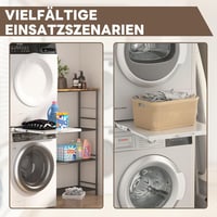 lesolar 24 Colos Univerzális Összekötő Keret Mosógép és Szárító Közé - 61x55 cm Kihúzható Acéllemez Polccal, Rögzítőpánttal 6