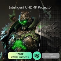 YOTON Y8 4K Projektor 22000 Lumen - WiFi Bluetooth Kétirányú, Automatikus Trapézkorrekció, 50% Zoom, 10000+ Beépített Alkalmazás, Netflix/Yo 3