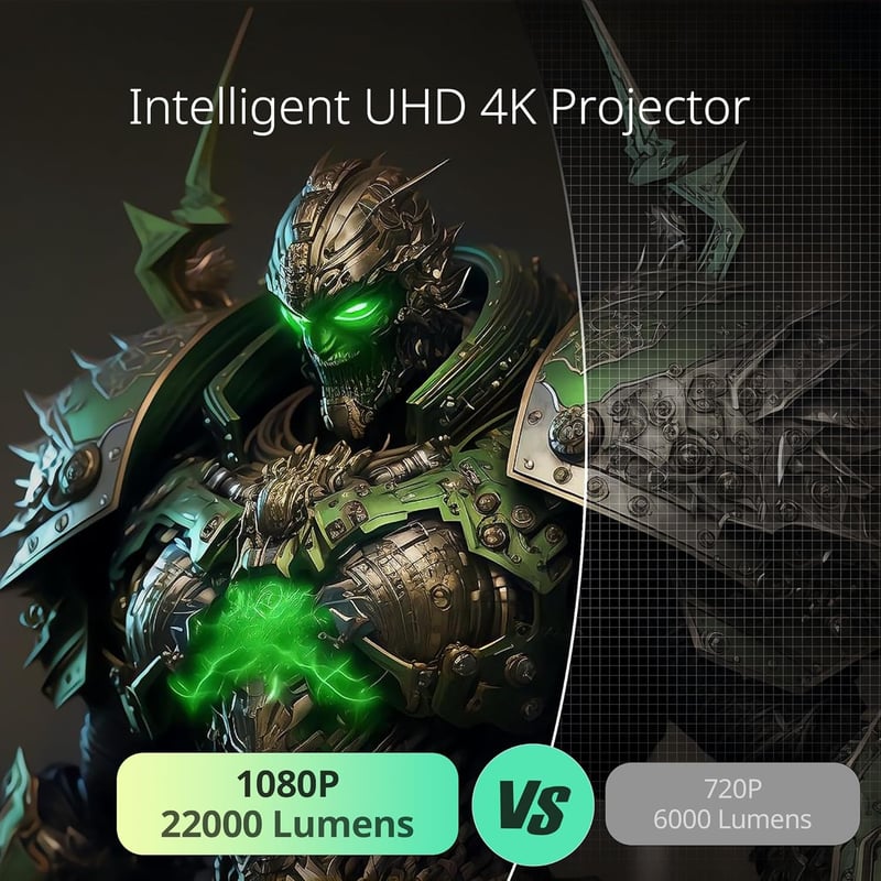 YOTON Y8 4K Projektor 22000 Lumen - WiFi Bluetooth Kétirányú, Automatikus Trapézkorrekció, 50% Zoom, 10000+ Beépített Alkalmazás, Netflix/Yo