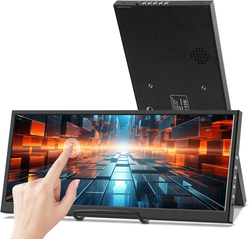 Prechen 12.3" Hordozható Érintőképernyős Monitor - 1920x720 IPS Kijelző, HDMI/USB-C, CPU/GPU Monitorozás, Laptop Kiegészítő