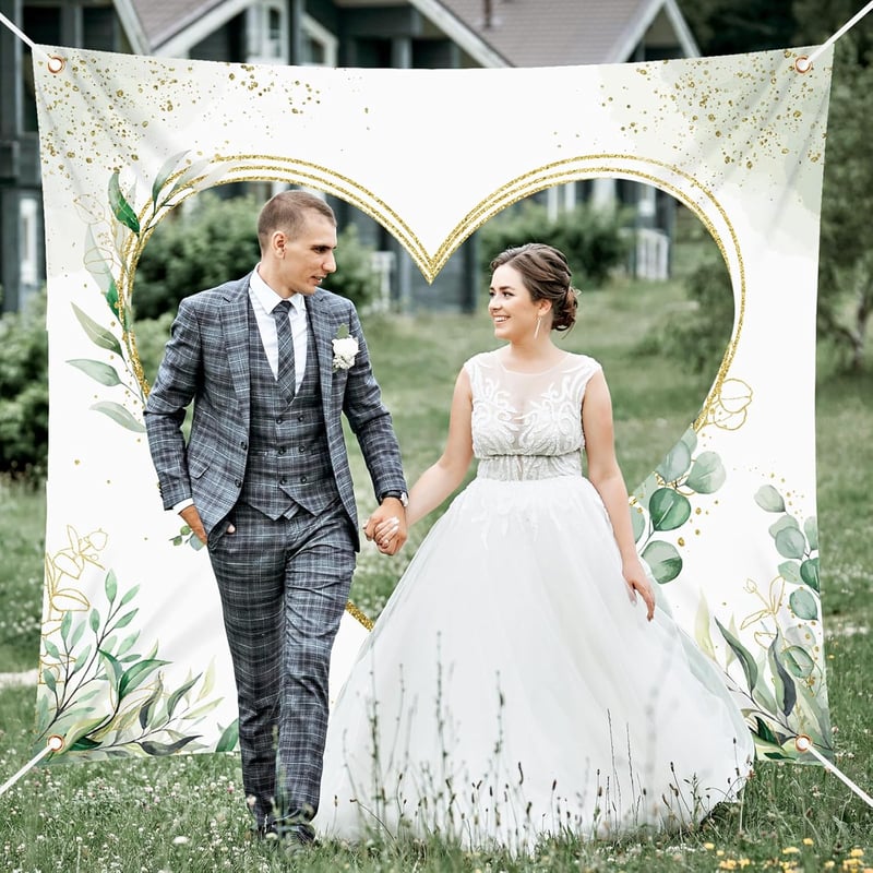 Óriás Esküvői Szív Kivágáshoz 200x180cm - Just Married Lepedő 2 Ollóval