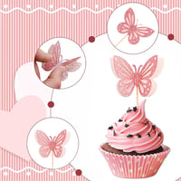 Butterfly Pillangós Születésnapi Torta Dekoráció Kislányoknak - Csillogó Rózsaszín Tortadísz Szett Gyerekeknek 1-5 Éves Korig 4