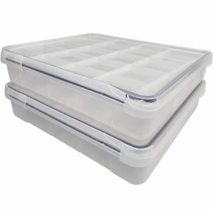 Iris Ohyama AT-LD Légmentes Műanyag Tárolódoboz Tetővel, 70 L, 2 db, Fekete, Csatos Zár — letört fedélsarok (Outlet termék)
