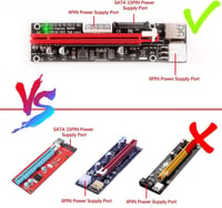 Adaptor Ubit PCIe Riser | 3-în-1 opțiuni de alimentare (6PIN/SATA/Molex) | Minare criptomonede Ethereum Bitcoin 4