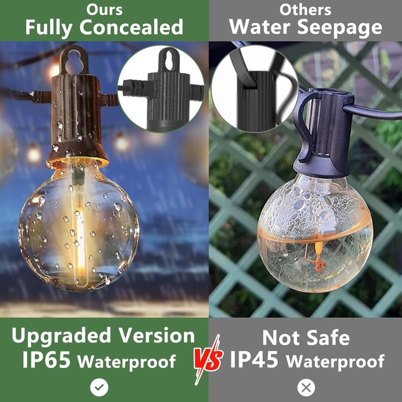 ZOTOYI LED Fényfüzér 45m - 73+3 G40 Izzóval, IP65 Vízálló, Kültéri-Beltéri Dekorációs Világítás, Meleg Fehér, Energiatakarékos, Törésálló