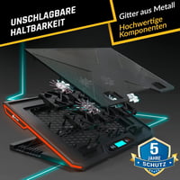 KLIM Glacier Laptop Hűtő - 6 Ventilátoros RGB Háttérvilágítással - 11-17 Colos Laptopokhoz - Stabil és Csendes Gamer Hűtőpad - USB Tápellátá 5