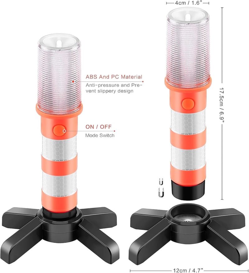 ZONJIE LED Vészjelző Lámpa Szett - 2 db Mágneses Piros Fényjelző, 3 Világítási Móddal, Autós Biztonsághoz, Kempinghez, Vízálló
