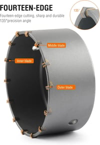 Binota 125mm-es SDS Plus betonlyukfúró, 220mm-es szárral, téglához és kőfalhoz 2