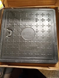 Capac de vizitare din fibră de sticlă GRP Natotela cu ramă și mâner, 450x450 mm, dimensiune deschidere 356x356 mm, A15, negru, pentru gazon, curte, grădină 2