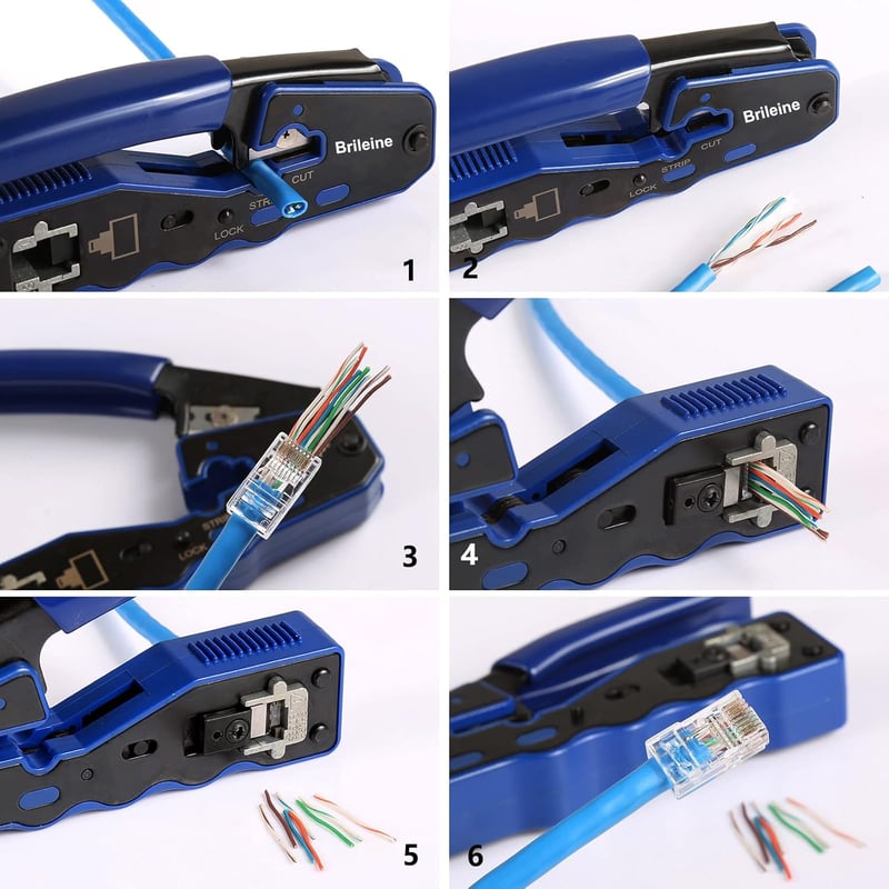 Brileine RJ45 Krimpelő Készlet Cat5e Cat6 Hálózati Kábelekhez