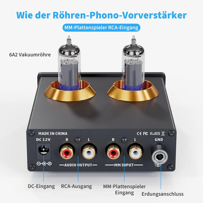 Fosi Audio BOX X2 MM lemezjátszó előerősítő, cserélhető csővel és erősítésszabályzóval