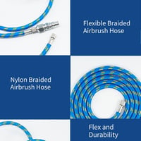 Cocoarm Nylon Légecset Tömlő Adapter Készlet - 1,83m Flexibilis Levegőcső 1/8"-1/4" Csatlakozókkal Festékszóróhoz, Kompresszorhoz - Kék-Sárg 3
