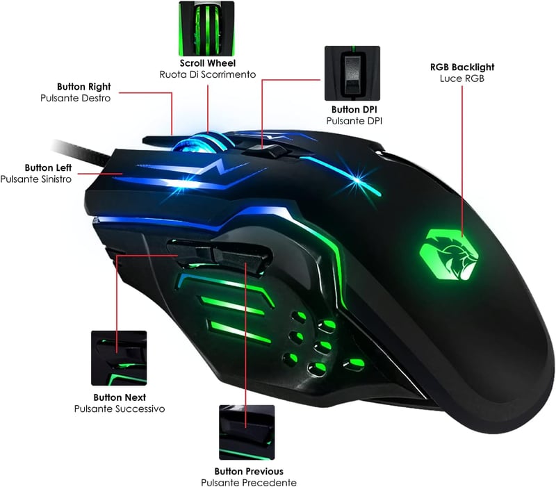 EMPIRE GAMING MK800 3-in-1 Gamer Szett - RGB Billentyűzet 19 Anti-Ghosting Gombbal, Ergonomikus RGB Egér 2400 DPI, Egérpad - PC PS4 PS5 Xbox