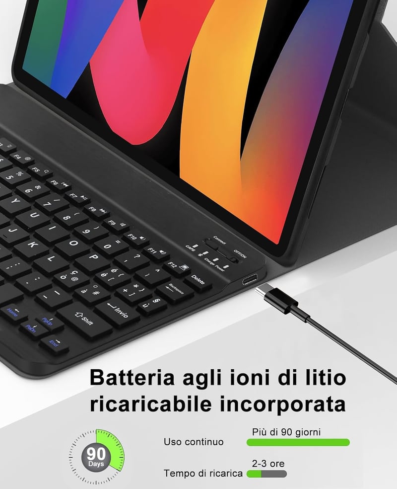 Xiaomi Redmi Pad SE 11" Bluetooth billentyűzetes tok - Olasz QWERTY, fekete, 2023