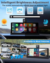 4K Carplay Autós Kijelző 10,26" 350° Forgatható Műszerfal Kamera, Android Kompatibilis, Bluetooth, Mirror Link, Siri, Google, 64GB TF Kártya 7