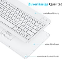 Emetok QWERTZ Bluetooth Billentyűzet iPad/iPhone Készülékekhez - Ultravékony, Újratölthető, Vezeték Nélküli Mini Billentyűzet, Fehér 4