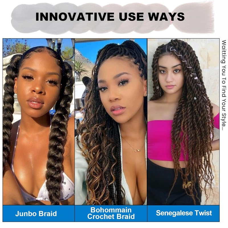 EMMOR Jumbo Fonóhaj 24 Hüvelyk - 3 Csomag Előnyújtott Box Braids - Hőálló Szintetikus Hajhosszabbítás Fonáshoz, Twist Hajhoz, Horgoláshoz